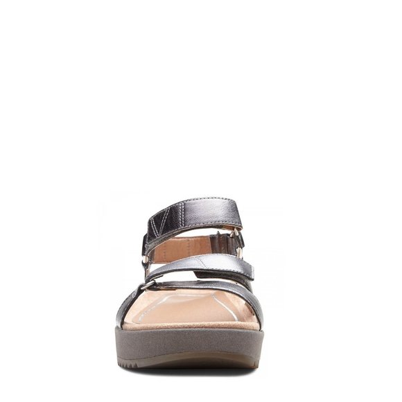 Vionic Adjustable Ankle Strap Kayan Sandal Wedges - Pewter - Picture 3 of 6